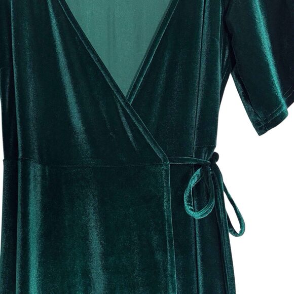 Baltic Born Maxi Wrap Velvet Dress XS Emerald Green Meghan Wedding Holiday Party - Picture 4 of 11